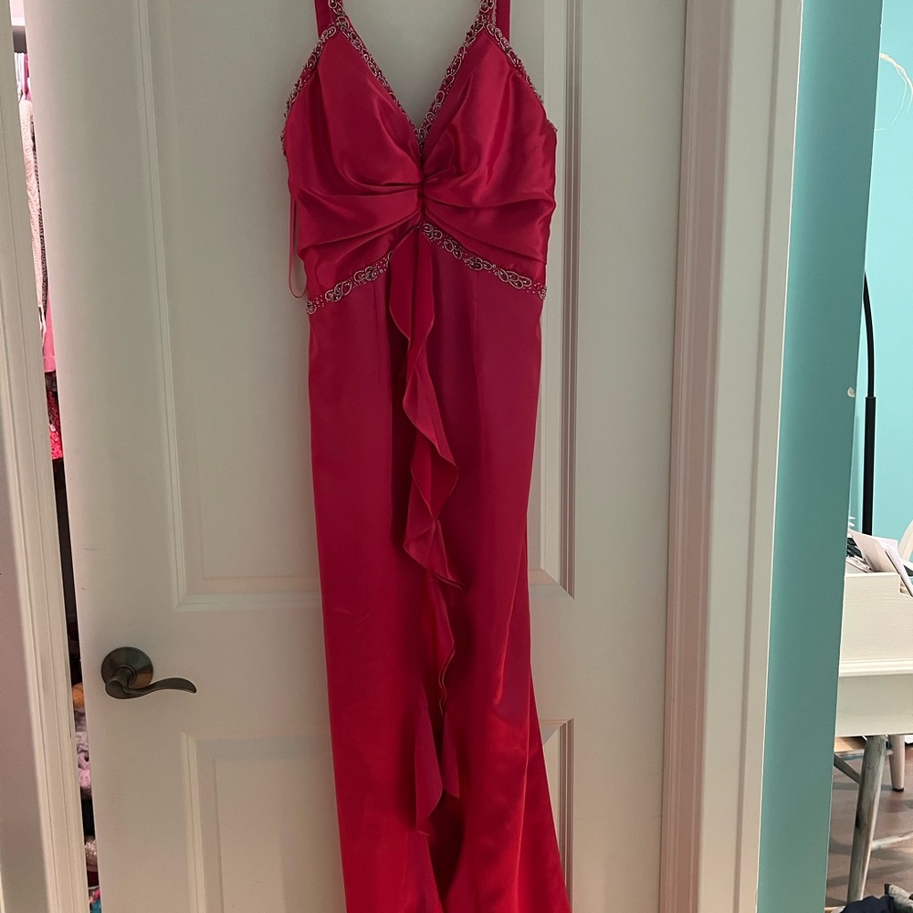 Elegant Pink Gown with Rhinestone Accents